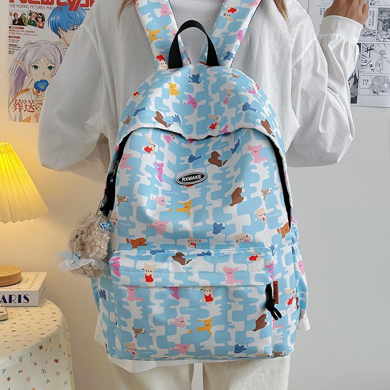 Yiran Bag Unisex Kids Pink/Green/Blue Floral Dachshund Schoolbag Japanese Style Schoolbag For Junior And Senior High School Students Gentle Female College Student Backpack Backpack