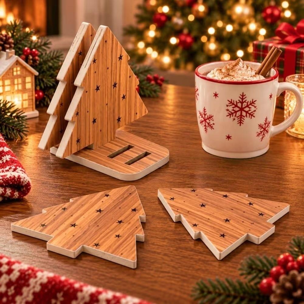 4pcs Non-Slip Coffee Tea Milk Cup Mat Natural Heat Insulated Pad Party Gifts