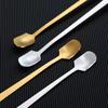 Stainless Steel Square Head Long Handle Spoon - Bar & Cocktail Mixing, Stirring for Coffee, Tea, Iced Drinks, Perfect for Mugs