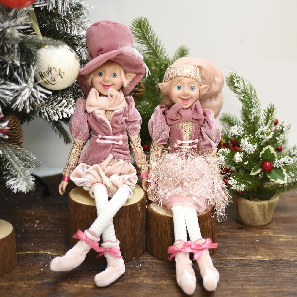 2PCS Christmas Elf Couple Plush Doll Christmas Tree Decoration Navidad New Year Pendant Ornaments Home Decor Kids Toy Gift