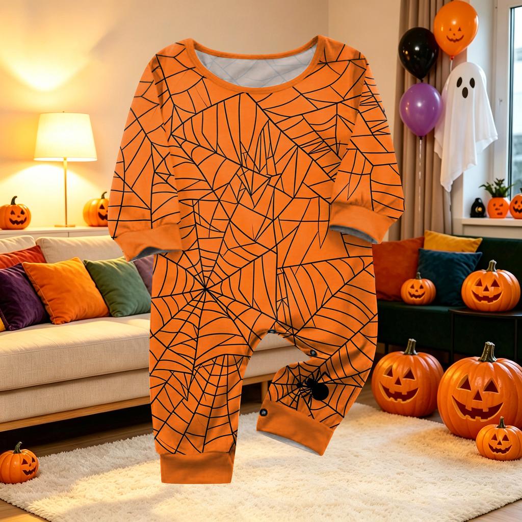 Family Matching Halloween Print Loungewear Set Long Sleeve Top and Pants for Parent and Child