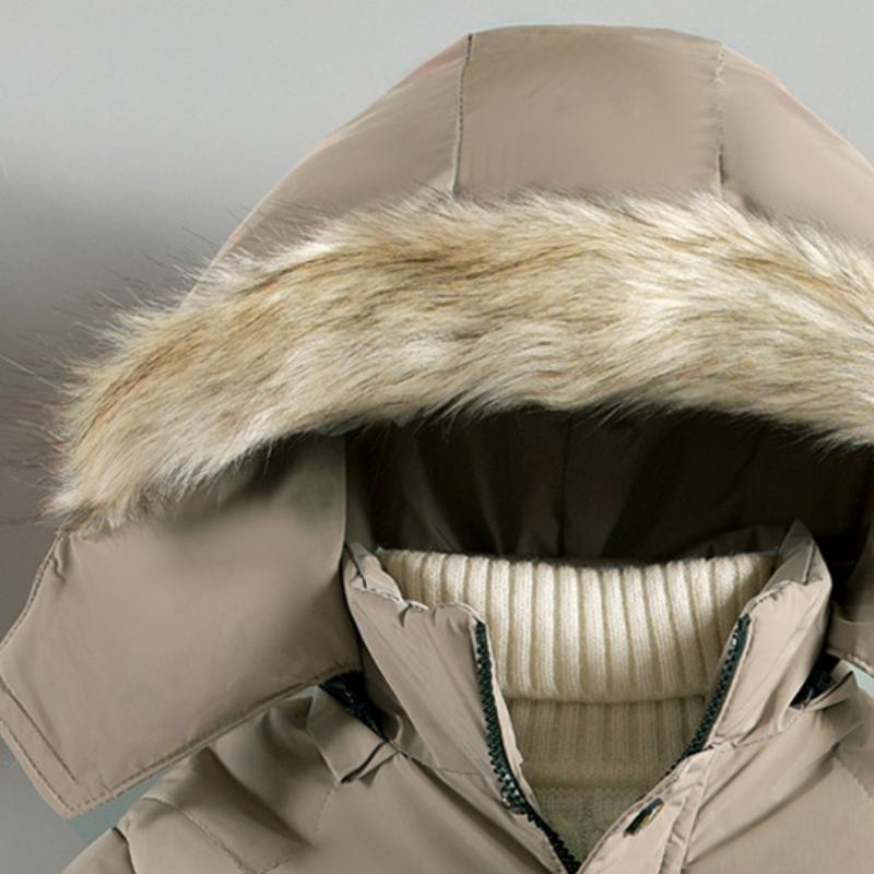 Boys Autumn and Winter Hooded Fur Collar with Plush Thick Coat for Warmth Insulation and Windproof
