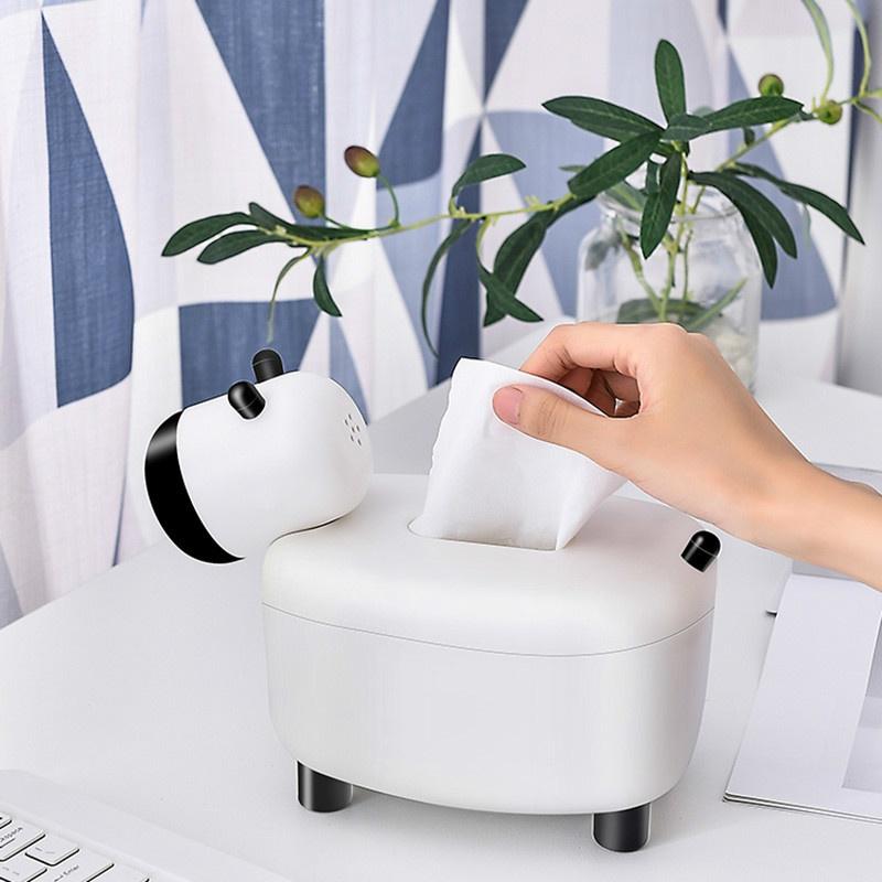Telescopic Tissue Box with Toothpick Holder Cartoon Animal Napkin Box Plastic Rectangular Paper Hold