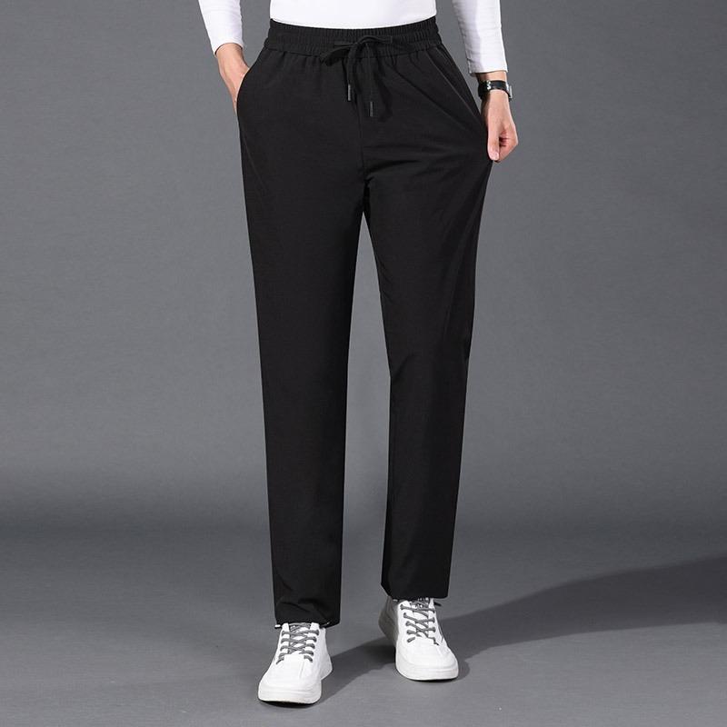 

Папа носит зимние пуховые брюки и носит спортивные термобрюки в стиле business casual с высокой талией.. Мужские прямые брюки из гусиного пуха для среднего возраста 4XL чёрный