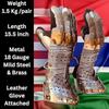 Medieval Knight Gauntlet Gloves Pair Brass Accents Crusader Armor Steel Gloves