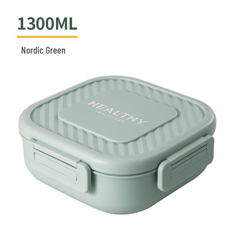 Microwavable Japanese-Style Wheat Straw Lunch Box Set with Compartments for Students and Office Workers