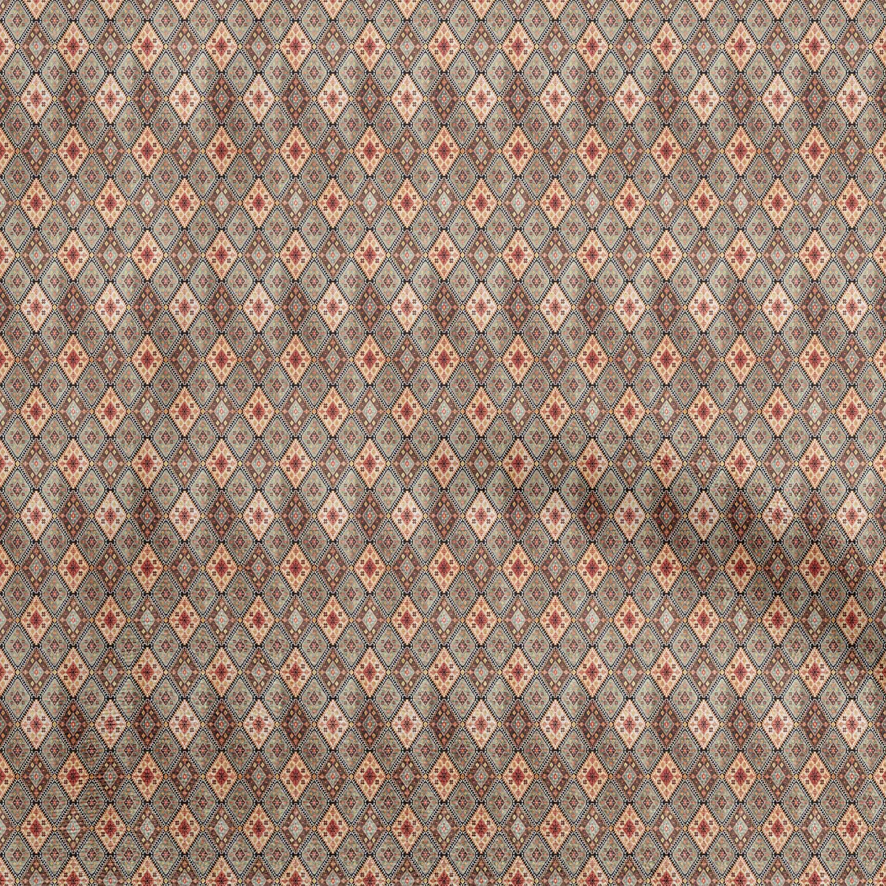 

OneOone Cotton Flex Grey Fabric Азіатська тканина Kilim для пошиття друкованої тканини для рукоділля у дворі 40 дюймів 42 Inch Wide - Viscose Chiffon іржі коричневого кольору
