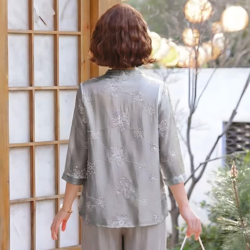 Elegant Chiffon Two-Piece Set for Middle-Aged Women