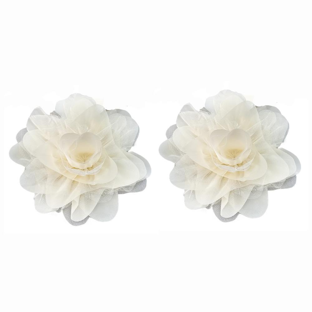 2pcs Tulle Flower Brooch Appliques Organza Clothing Patch Clothing Appliques  Clothes Decoration