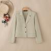 ZANZEA Lässige Damen-Cardigan-Bluse mit Umlegekragen und langen Ärmeln