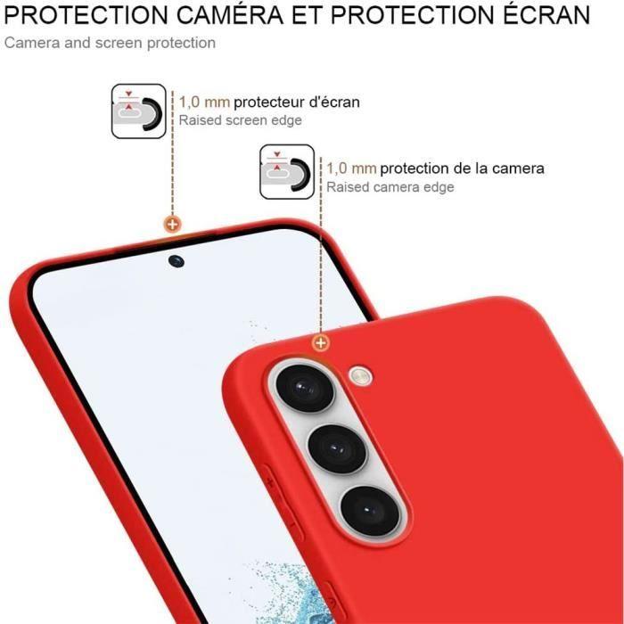 Coque de protection - Efconnection - pour Samsung Galaxy S23 - Silicone souple - Rouge - 2 Verres Trempés