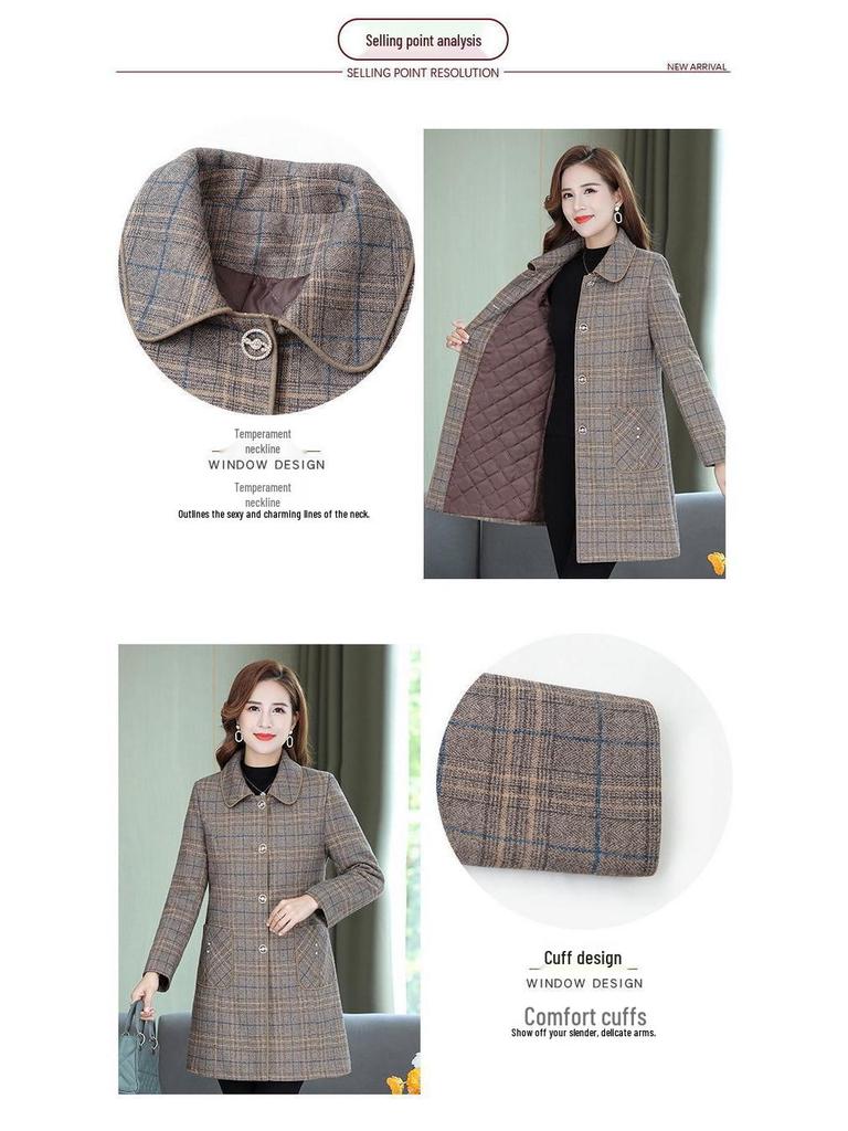 Mid-Length Autumn & Winter Trench Coat for Middle-Aged Women - Stylish and Thick for 40s & 50s