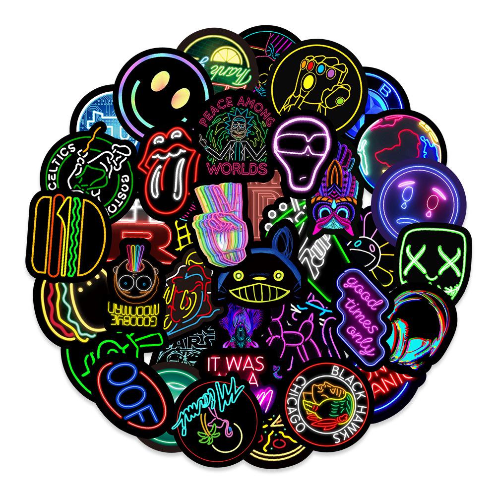 100 Neon Graffiti Stickers Car Mobile Wall Kettle Decorative Stickers