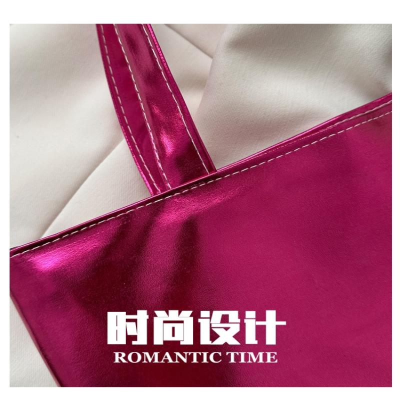 Glossy Tote Bags For Women Fashion High Capacity Shopping Pouch Pu Leather Handbags Shiny Casual Female Purse Girls Shoulder Bag
