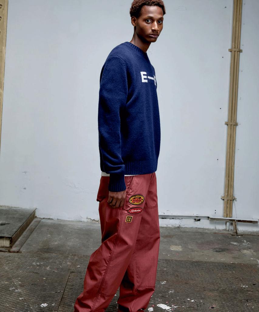 ERER Board Work Pants With Patch Detail Red