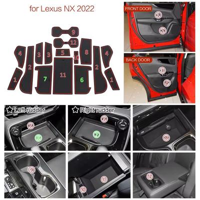 Tapis de fente de portière en caoutchouc antidérapant pour Lexus NX 300 350h 450h 2025-2025 Porte-gobelets Tapis antidérapants Accessoires de voiture