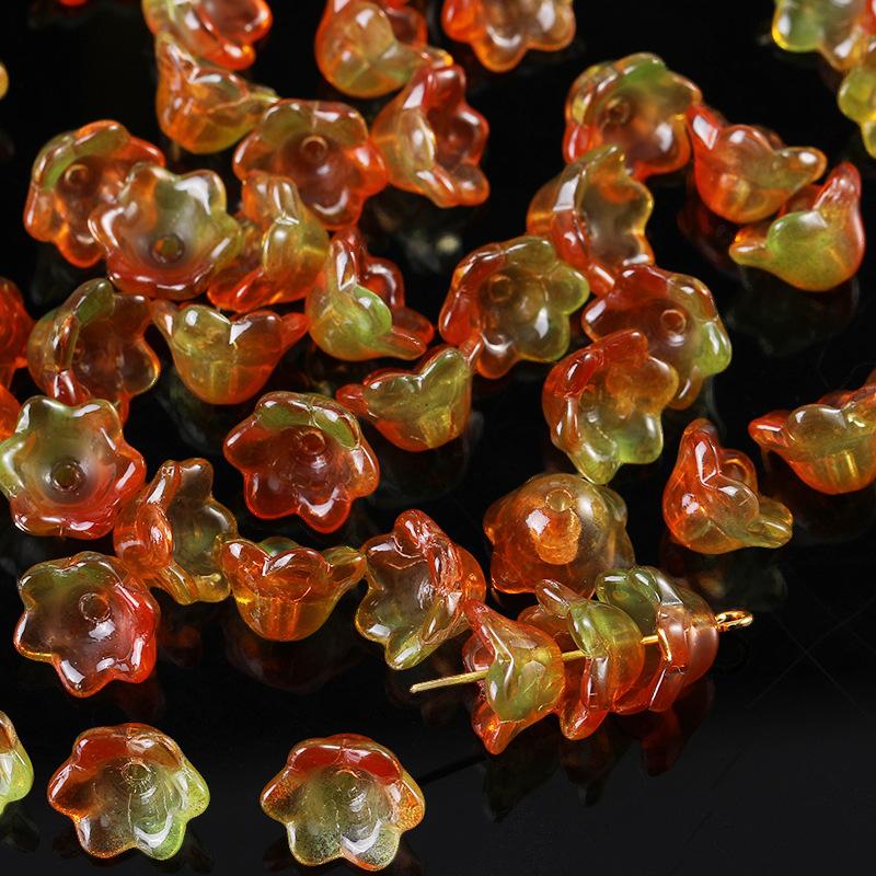 50Pcs/Bag 7X12Mm Colorful Bellflower Lampwork Beads Caps Glass Spacer Beads For Jewelry Making Diy Handmade Bracelets Hairpin