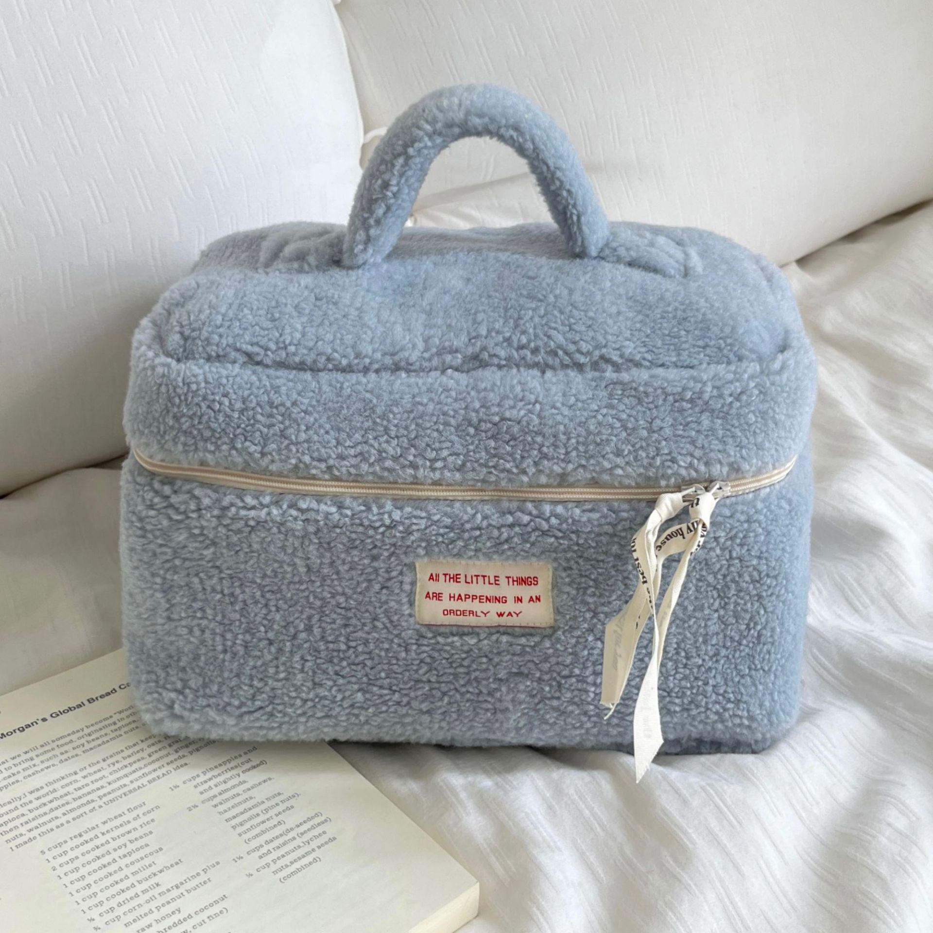 

Простой стиль, женский большой косметичка, зимняя плюшевая косметичка в рулонах, дорожная сумка-органайзер для девочки