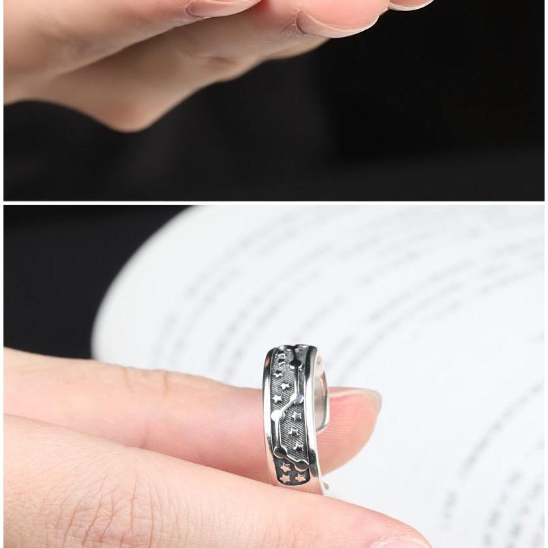 Adjustable Sterling Ring Men Women Vintage Star Constellation Band Minimalist Finger Jewelry