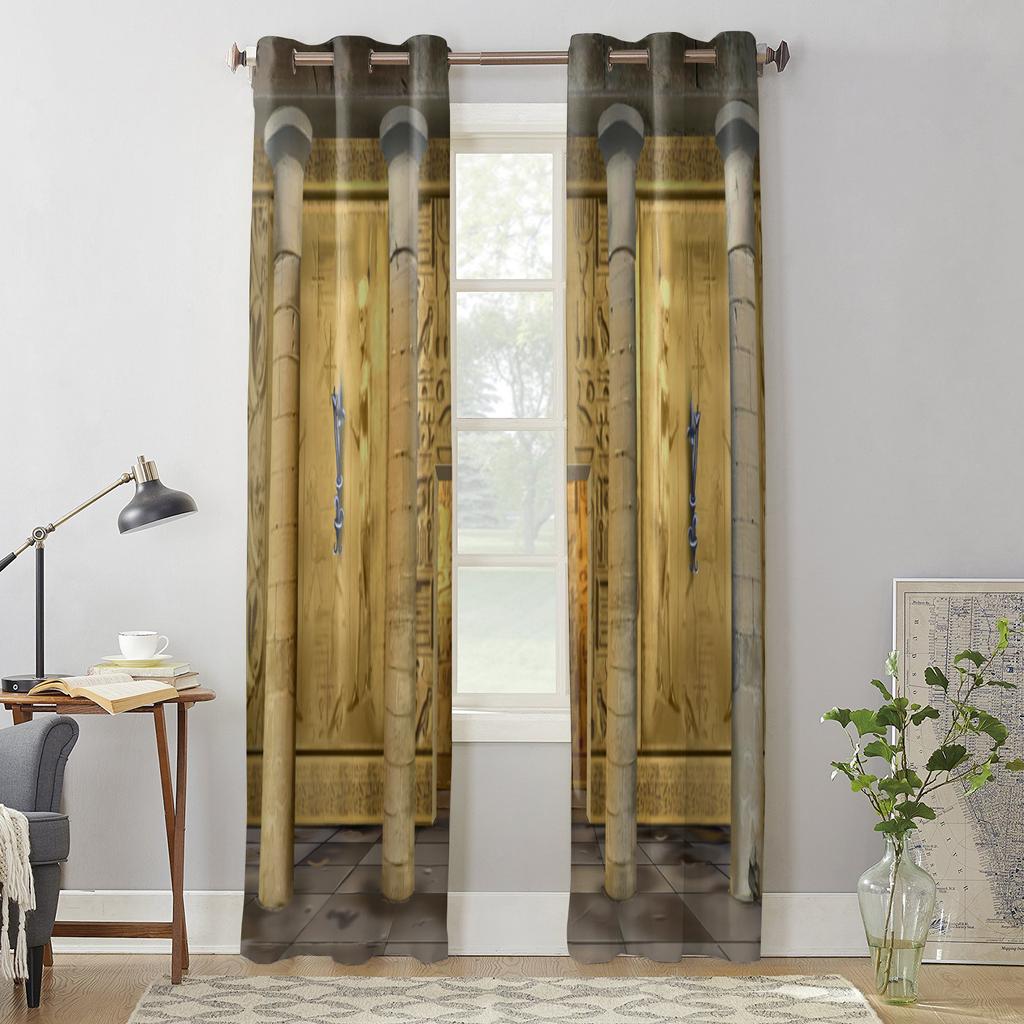 Egyptisk Tempelkultur Symbol Gardiner för Sovrum Kök Fönsterbehandlingar Kappa Gardiner för Vardagsrum