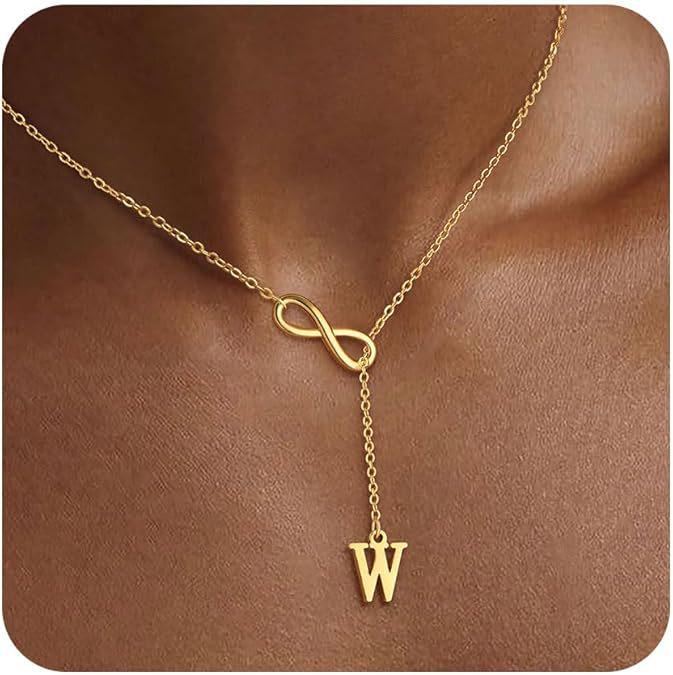 Gold-Plated Infinity A Pendant Necklace - Elegant European Fashion for Women