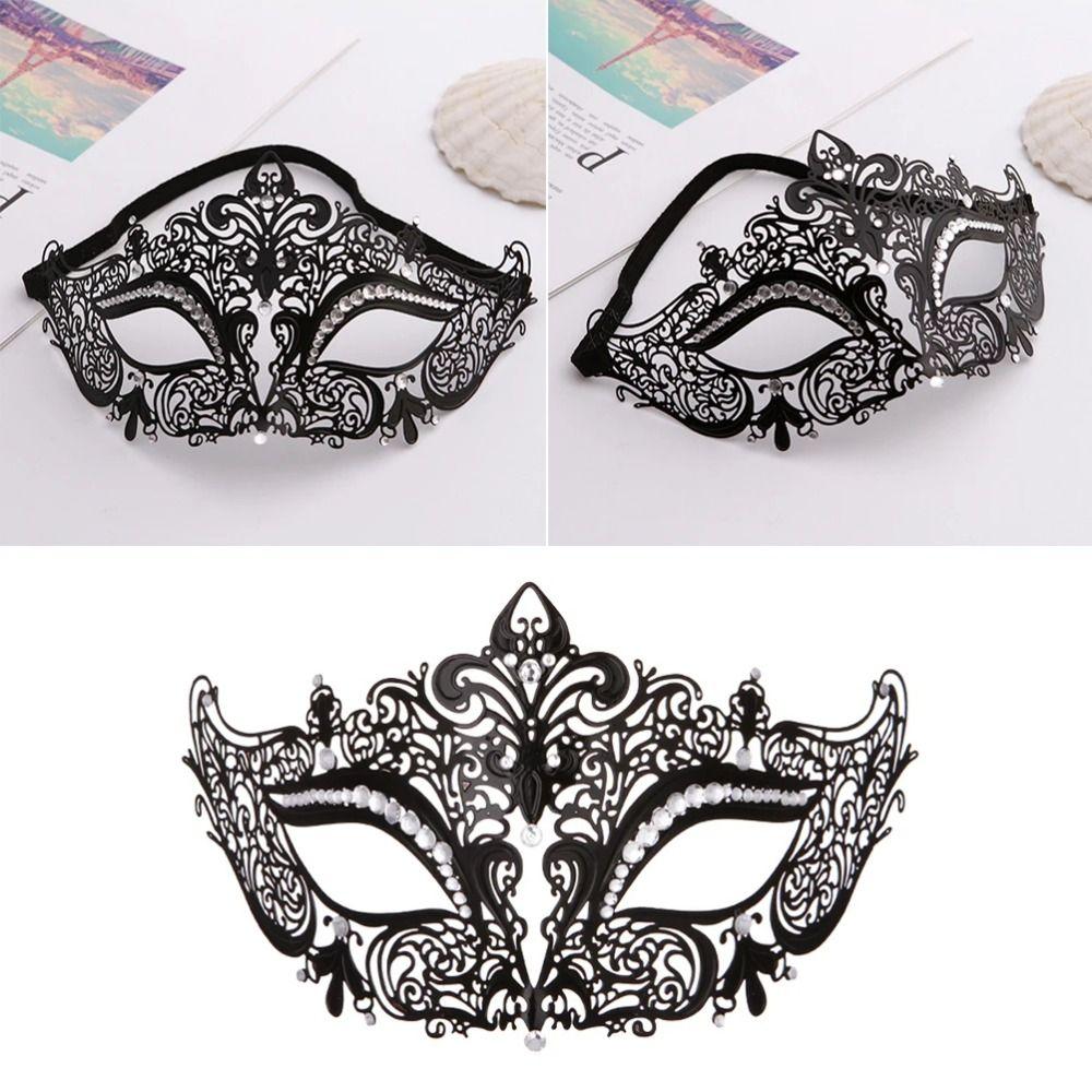 Creative Retro Half Face Mask Rhinestone Masquerade Mask Elegant Metal Eye Mask  Masquerade Jewelry