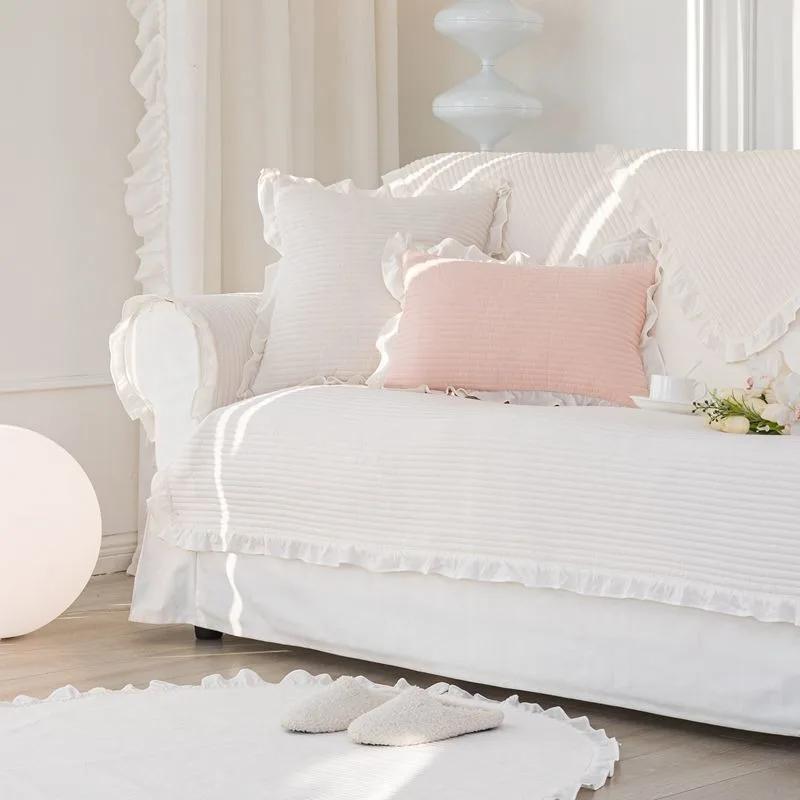 Кружевной Хлопковый Чехол для Дивана, Нескользящее Мягкое Полотенце, Покрывала для Гостиной, Чехлы для Диванов L-образной Формы, Подушка, Подлокотник, Спинка, Универсальный Коврик 110x240