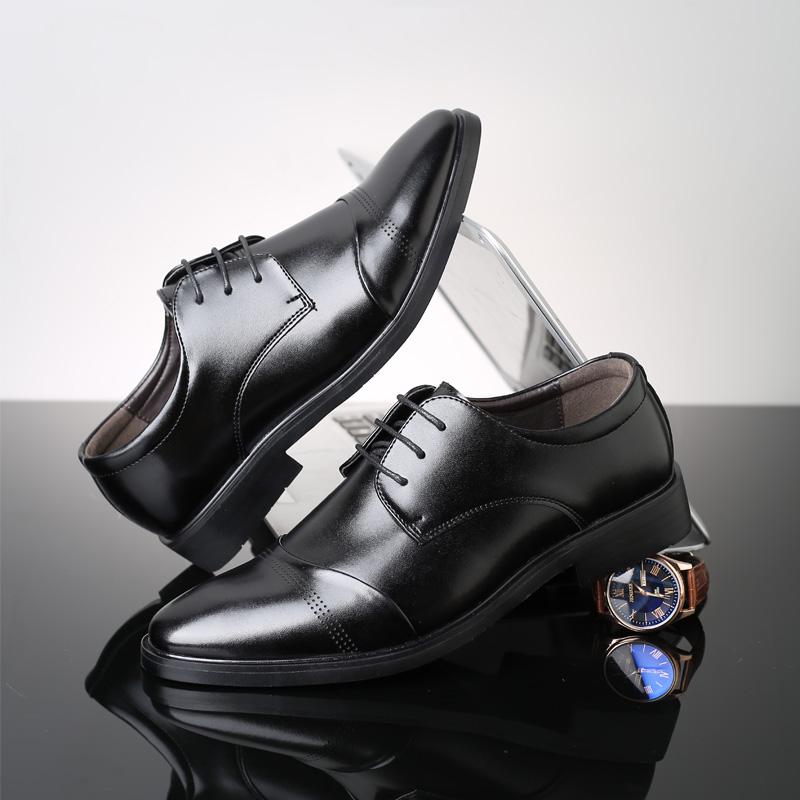 British Style Casual Leather Men Business Dress Shoes Formal Business Comfy Lace Up Leisure Shoes Fashion Sneaker Oxfords Shoes