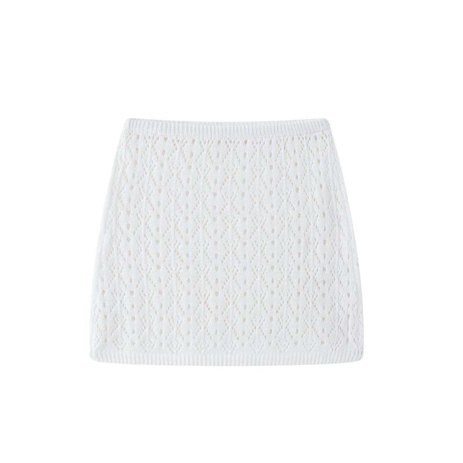 

Весна 2025 Европейский и американский женский прозрачный ажурный короткий топ и юбка L