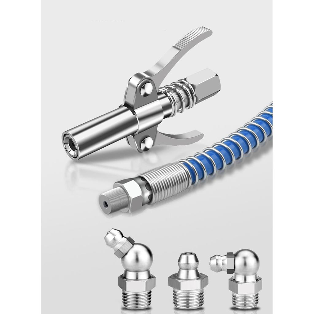 GreaseGun Coupler Quick Release Grease Coupler Double Handle Gear Oil Nozzle with 30cm Hose for AllStandard GreaseGun