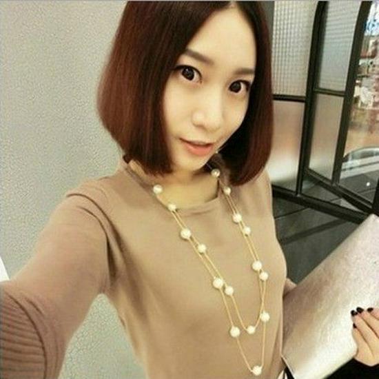 Korean Five-Petal Pearl Tassel Flower Necklace for Women