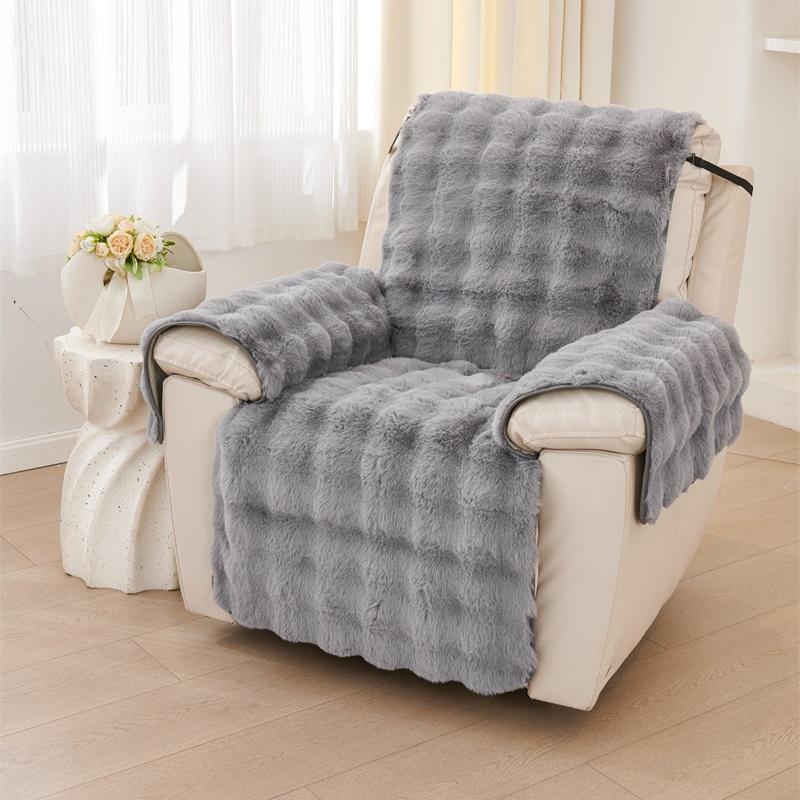 1 Seat Thicken Rabbit Plush Recliner Sofa Cover Non-Slip Armchair Cover Soft Single Sofa Case  Relax Recliners Sofa Mat