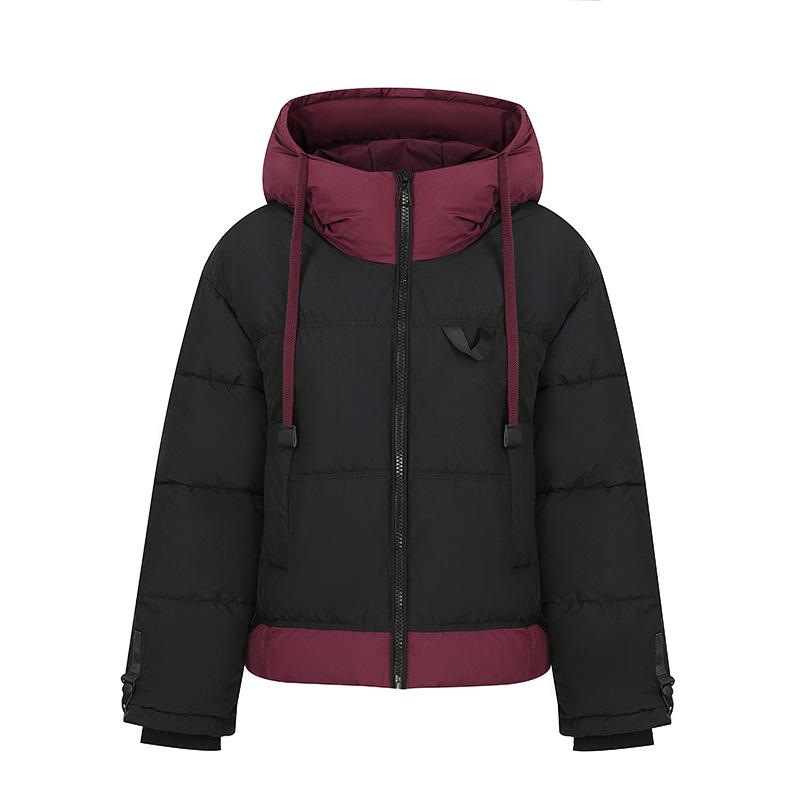 Hooded patchwork cotton jacket 2025 winter new down cotton loose plus-size women's coat cotton coat women's coat