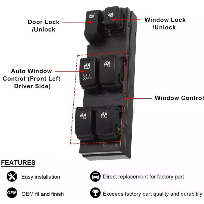 Electric Power Master Window Switch for KIA Sportage 2005-2010 Front Left Glass Lifter Control Regulator Button Car Accessories