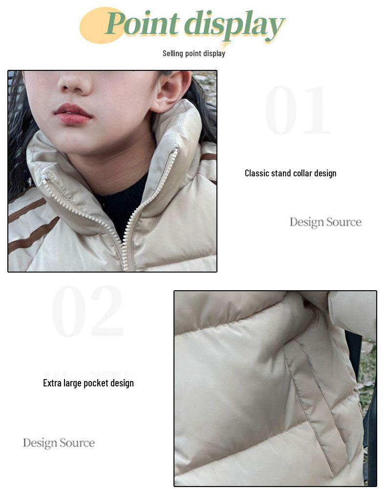 Mädchen Trendige Winter 2025 Daunenjacke - Kurzer, verdickter Baumwollmantel für Kinder