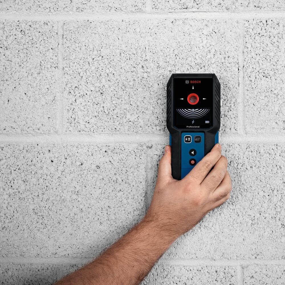 BOSCH Duvar Tarayıcısı ve Saplama Bulucu Duvarların Arkasındaki Metal ve Canlı Telleri Algılar 2 AA Pil ve Kılıf Dahil GMS120-27 Ahşap, -
