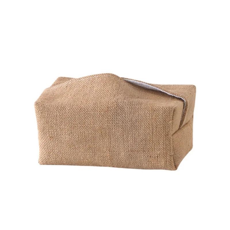 Linen Fabric Tissue Case Cover Box Holder Rectangle Container Home Car Towel Napkin Papers Bag Pouch Chic Table Home Decoration