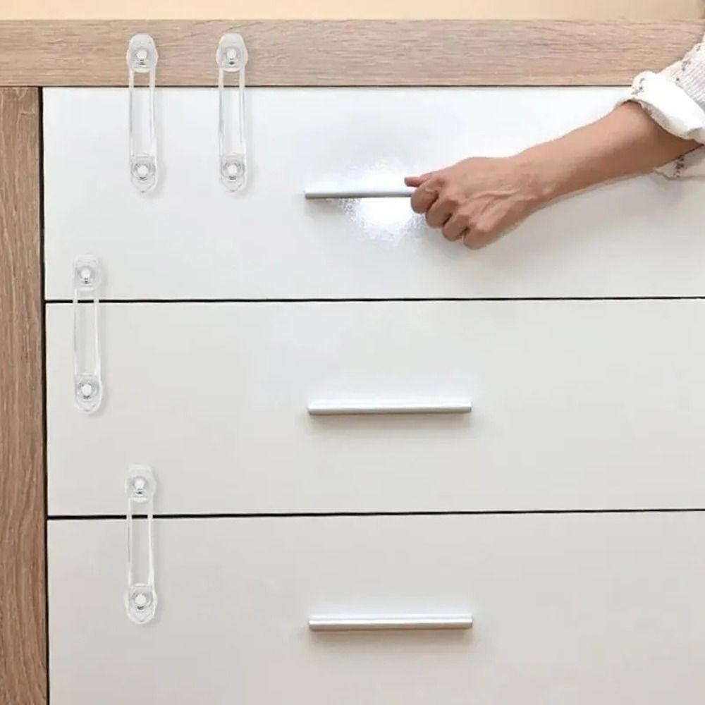 5Pcs Furniture Accossory Child Safety Lock ABS Plastic Fridge Cabinet Door Drawer Fixed Locks Portable Transparent