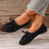 Fashion Flannelette Single Shoes Women's Fashion Round Toe Pleated Bow Soft Sole Non-Slip Low Top Shoes