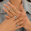 Hollow Stars Metal Ring Sets Trendy Adjustable Women Couple Gifts Opening Rings Punk Fashion Engagement Hip Hop Party Jewelry