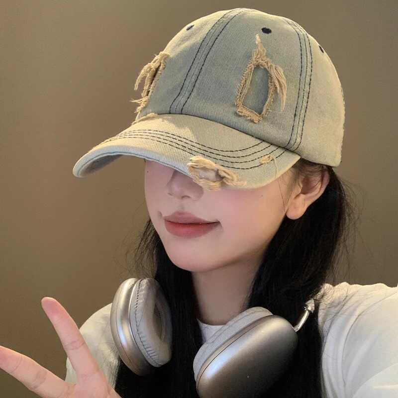 New Niche Ripped Design Denim Baseball Cap Men And Women Old Trend Big Head Sunshade Adjustable Sports Hip Hop Hat Gorras