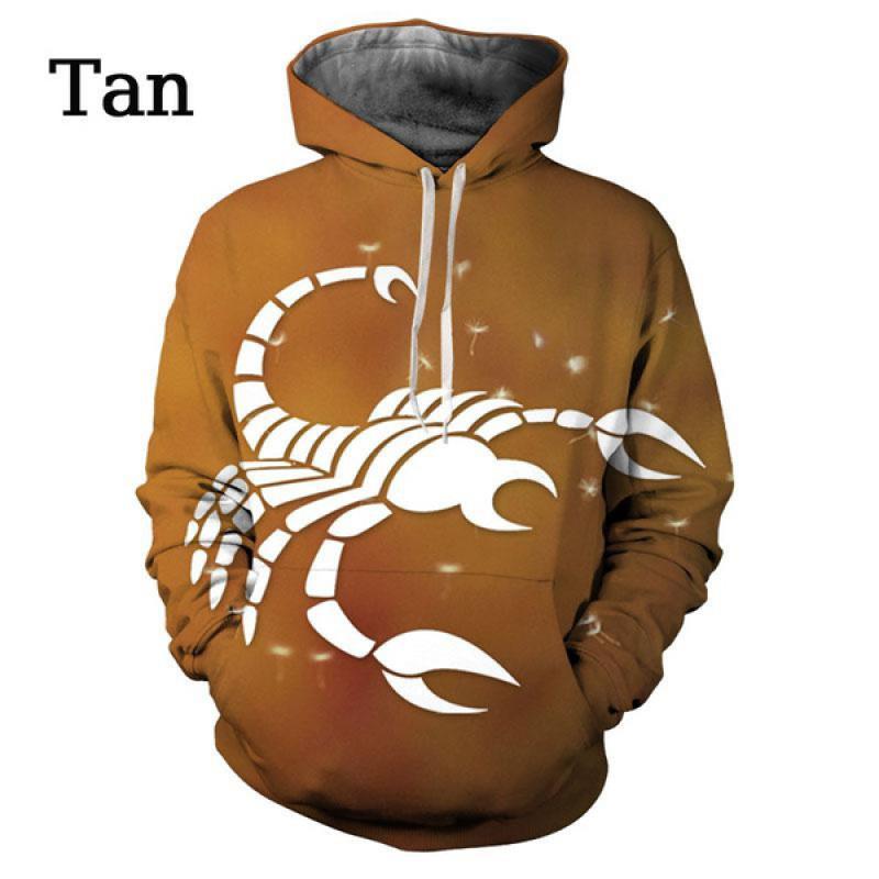 Podzim Zima Zvířátko Scorpion 3D potisk Mikiny Pánská/Dámská móda Hip-Hop Streetwear s dlouhým rukávem Mikiny