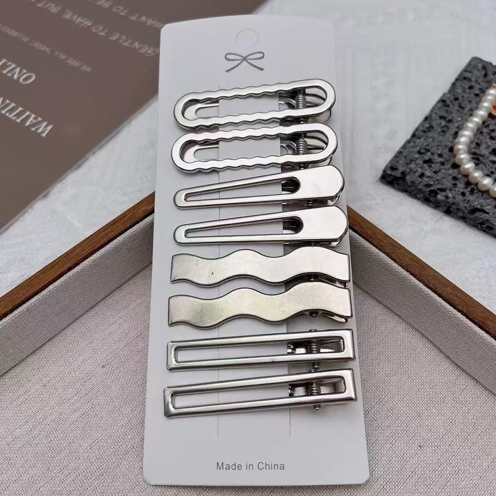 8PCS Metal Hair Clips Silver Bangs Clips Set Non-Slip Grip for Fine Hair Styling