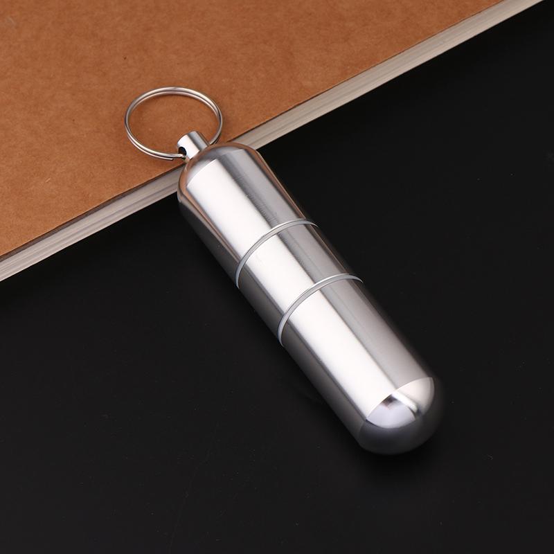 25×105MM Aluminiumlegierung Pillen-Schlüsselanhänger Halter Kleine Pillendose Pillenbehälter Wasserdichter Pillen-Organizer Tragbarer Pillenhalter Schlüsselanhänger
