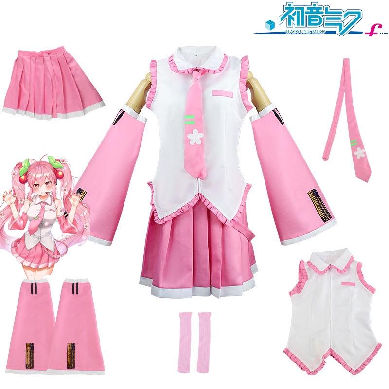 

Униформа Хатсунэ Мику Костюм горничной Розовый Косплей Костюм Платье Карнавальная вечеринка Подарок XS