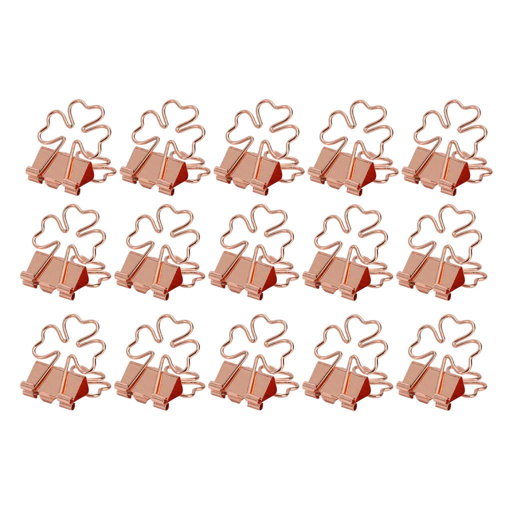 15Pcs Paper  Clips Cute  Trefoil Strong Clamping Force Metal Small  Clips for Office