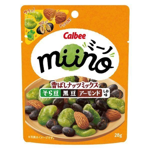 Japan CALBEE Miino Scented Nut Mix (Fava Bean, Black Bean, Almond) Salt Flavor 28g