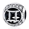 Copper Plate 12 Constellation Round Zircon Charms Beads Fit Panoriginal Bracelets Fine Diy Birthday Jewelry Gifts