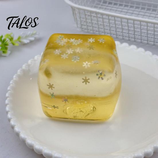 Portable Stress Reliever Transparent Lemon Squeeze Toy, Relief Jellyfish Ice Cream Toy Soft Clear Cube Sensory for Kids Adults Shaped
