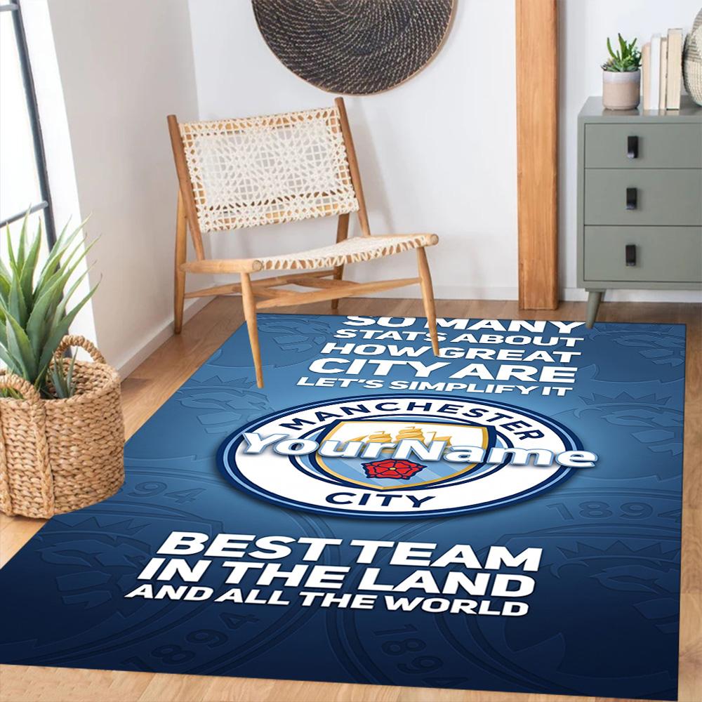 Manchester City Customize Your Name Carpet Perfect for Outdoor Kitchen Entryway Foyer Antislip Carpet Anime Office Decor Best for Christmas